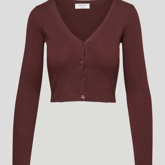 Aritzia Babaton Georgia Cardigan Dark Cocoa Size M - Picture 3 of 8